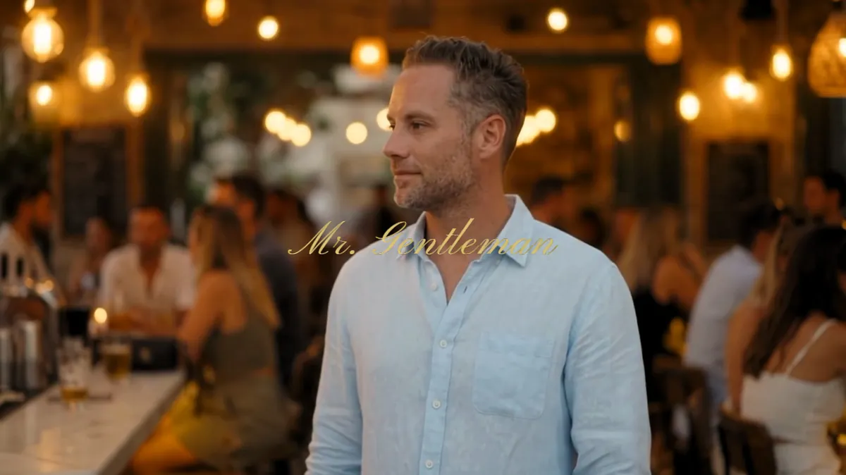 Mr. Gentleman in a busy taverna on a warm evening in Lasithi, Crete